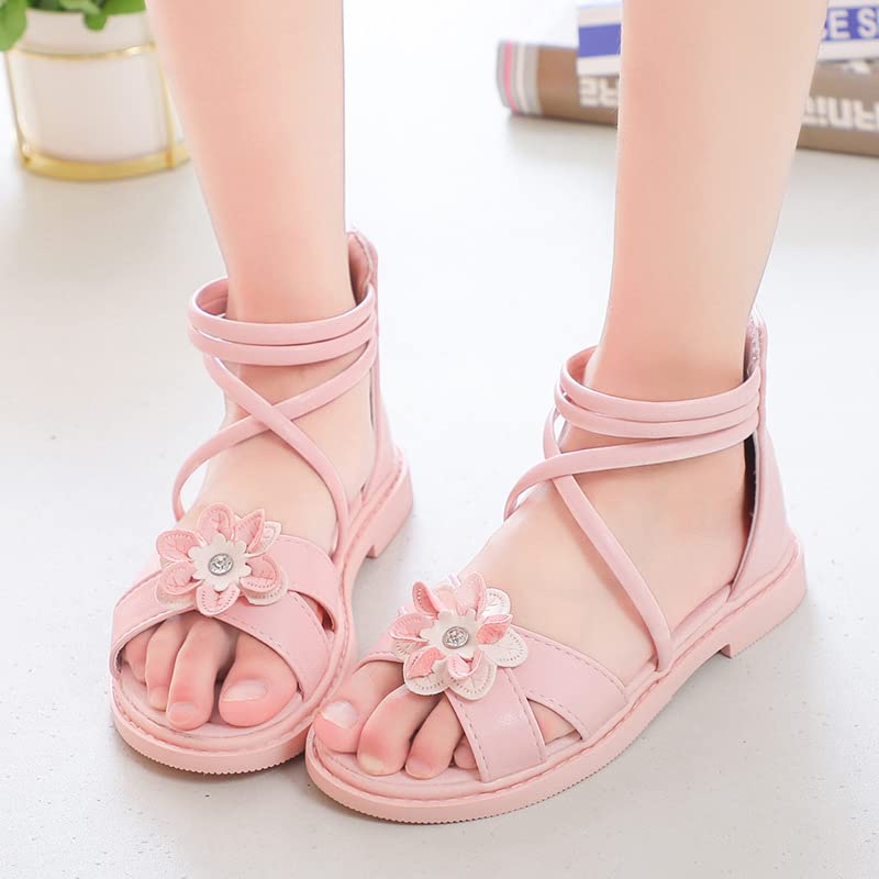 Rear Zip Girls Casual Sandals Simple Flowers Soft Sole Beach Shoes2