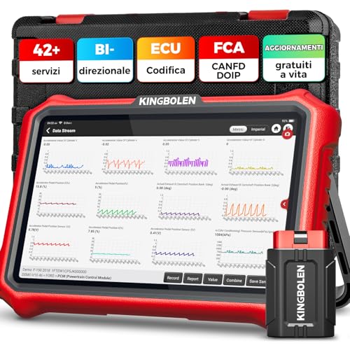 KINGBOLEN K8 Pro Diagnosi Auto in Italiano, Bidirezionale OBD2 Auto Diagnostica, Codifica ECU online, Diagnostica avanzata del sistema, 42+ Reset, CANFD&DOIP, FCA SGW, Aggiornamento a Vita