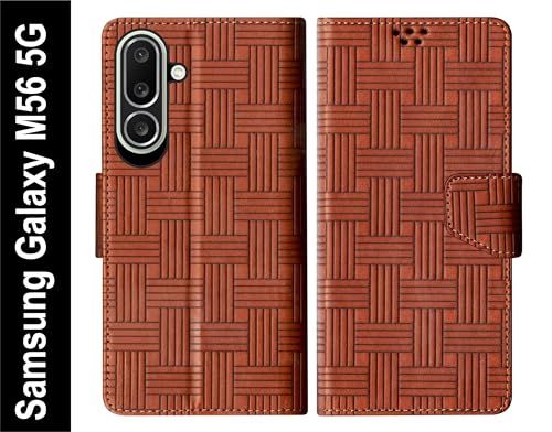 Image of SBMS Flip Cover for Samsung Galaxy M56 5G 6.7 Inch Back Cover Case with Magnatic Closure | Inbuilt Stand | Card & Money Pocket (Mat Tan)