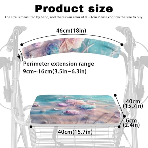 Image of Seashell Rollator Accessories Soft Rollator Walker Seat and Backrest Covers Universal Soft Walkers Seat Covers for Seniors Women Men