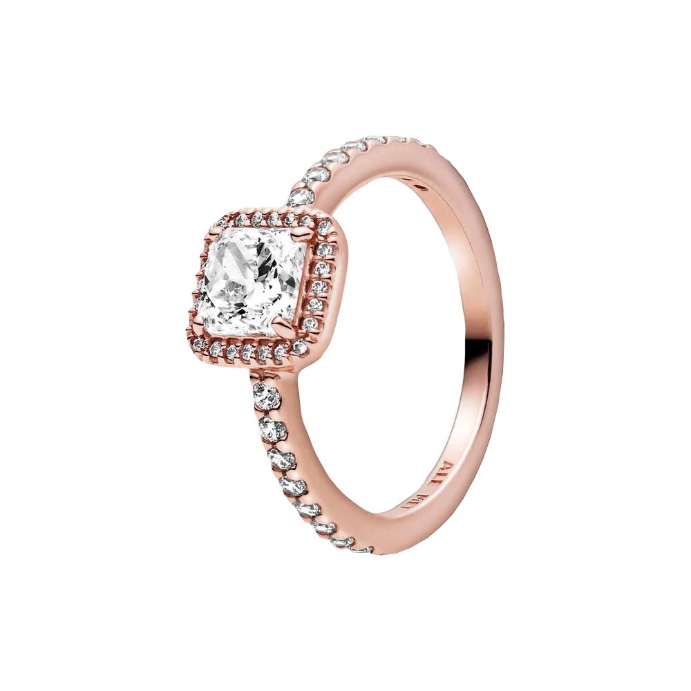 Pandora Timeless Elegance 14k Rose gold-plated ring with clear cubic zirconia, 52