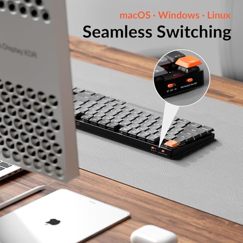 Image of Keychron K5 Version 2 Wireless Bluetooth Low Profile Mechanical Keyboard | QMK Launcher, 100% Full-Size Layout with Milk POM Red Switch, White Backlit with Shine-Through Keycaps for Mac Windows Linux