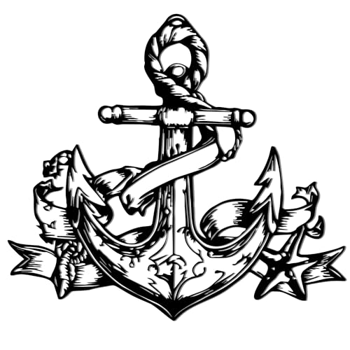 Slickss Vintage Nautical Anchor Metal Wall Decor- Rope...