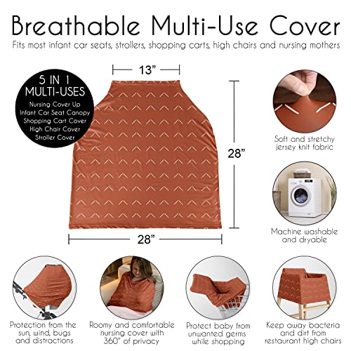 Image of Sweet Jojo Designs Orange Boho Arrow Boy Girl Infant Baby Car Seat Cover Nursing Breastfeeding Shopping Cart Stroller Canopy Rust Modern Bohemian Gender Neutral Farmhouse Southwest Arrows Diamond Tuft