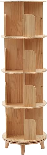Miniatura 7 de ONEPOINTPOINT Estantería giratoria de madera de 360, estante de almacenamiento para el hogar, oficina, sala de estar (4 capas)