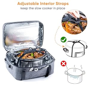 Bagsprite double layer slow cooker carrying bag for 6 8 quart crockpot and hamilton beach slow cooker travel bag with lid fastener for crock pot portable carrier case slow cooker bag  urban country home decor