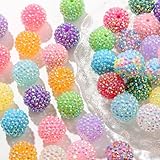 ✦MATERIAL:these 20mm rhinestone bubblegum beads are made of grade acrylic, safe material acrylic beads ✦Acrylic Beads Size:the bubblegum beads are about 0.79 inches/ 20 mm,hole: 2.5mm ✦STYLE:colorful,there are 50pcs of 20mm resin beads in many differ...