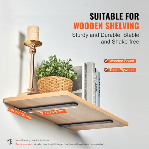 Vevor 8”L X 4”W X 1.6”H 6 PCS Floating Shelf Brackets 12 Inch, 6 Pack Heavy Duty Shelf Brackets, Brackets For Shelves thumb #2