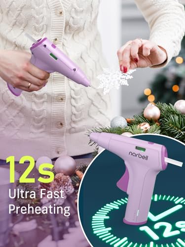 Image of Narbell 2 Pack Cordless Hot Glue Gun with 30 Glue Sticks | 12s Fast Preheating, 2A Battery, Smart Power-Off, Anti-Drip, USB-C Rechargeable Hot Melt Glue Gun for DIY Craft Gift