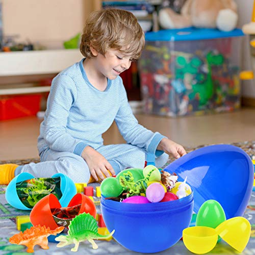 Sizonjoy Toys Filled Easter Eggs, Prefilled Surprise Eggs with Small Dinosaur Toys Inside for Easter Hunt Event, Basket Stuffers Fillers and School Classroom Prize for Kids