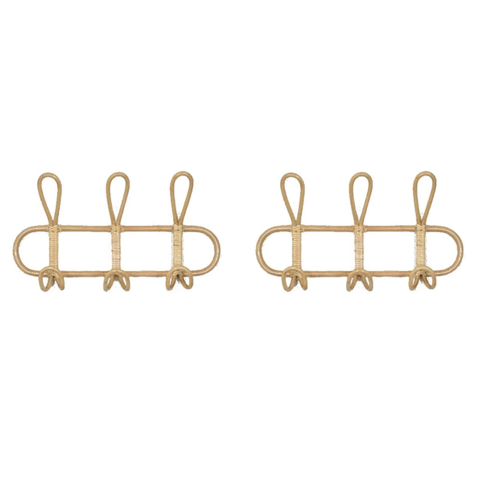 Vjsujehgy 2X Rattan Wall Hooks - Kids Room Decorative Hanger, Clothes & Hat Organizer, Hanging Storage Rack A