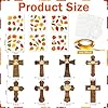 Watersay 48 Set Religious Fall Craft Kit DIY Christian Cross Crafts Sticker Make Your Own Jesus Ornament for Sunday School VBS Class Art Project Home Party Activity (Fall, Brown) #2