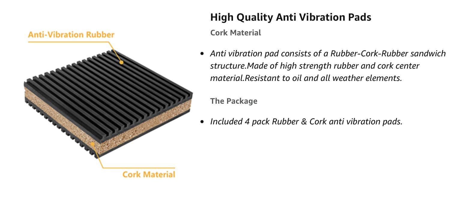 DiversiTech MP-3C Rubber/Cork Anti-Vibration Pad, 3