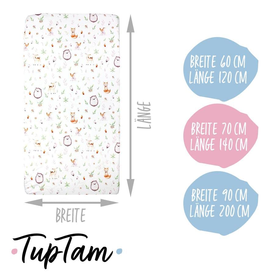 TupTam baby fitted sheet children fitted sheet for baby bed cot pack of 2, Glade/Polka Dot Green, 60 x 120 cm - Image 2