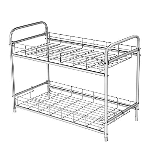 BESTONZON Especiero Con 2 Niveles - Estanterías para Especias Cocina Baño Estante Especiero de Pie Libre Encimera Organizador Multiuso para Especias/Hierbas, Condimentos, Jabones, Botelas, Frascos