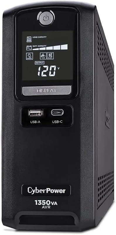 Sistema de UPS de respaldo de batería LCD de onda sinusoidal simulada CyberPower CST135UC 1350VA/810W, negro