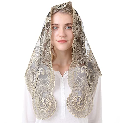 Catholic Veil Church Chapel Scarf Embroidery Lace Latin Mass4