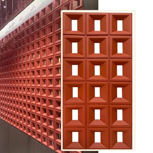 Separador de Ambientes Panel de Pared divisorio Ladrillos componentes Huecos PU, Fondo Arte Hueco Bloques, Ligero y con Kit Montaje(Red,5pcs 120x60cm)