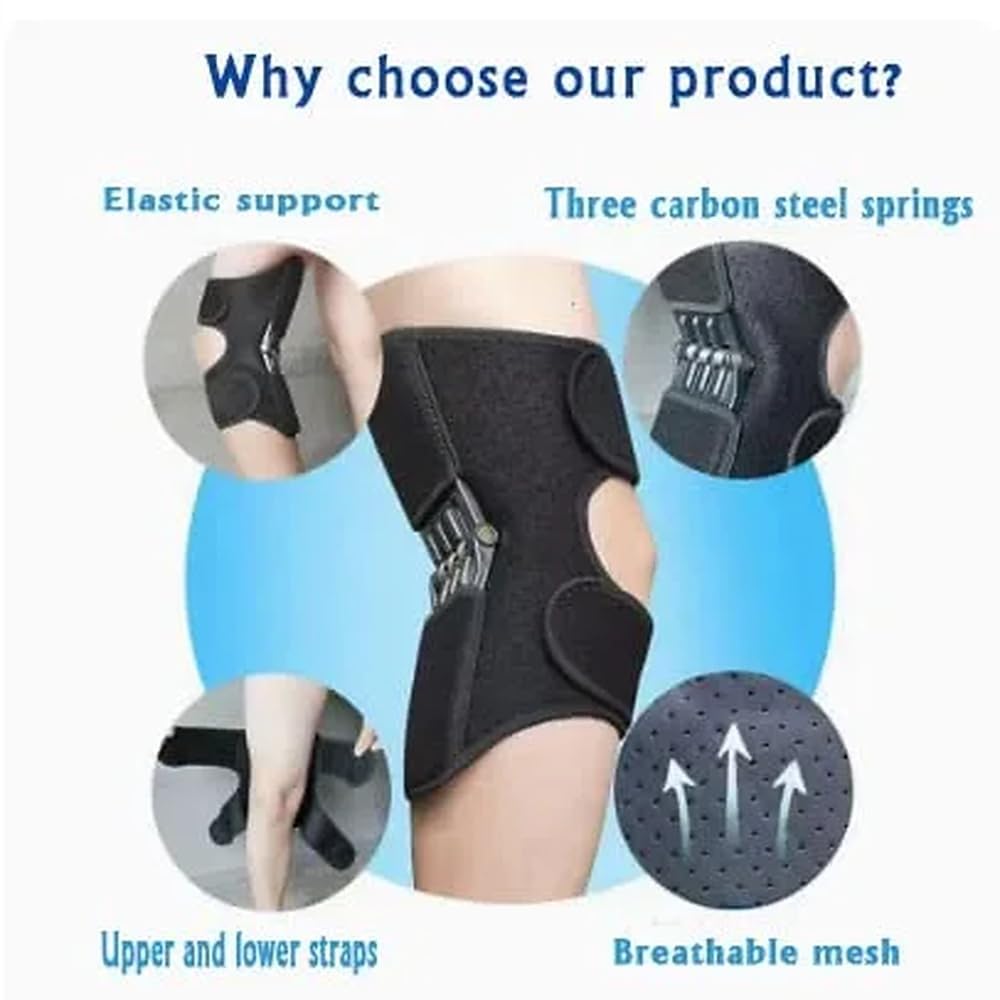 Joint Power Support Knee Brace with 4 Springs, Ergonomic Knee Stabilizer Pad, Inspired Lift Brace, Adjustable Knee Stabilizer Pads,Pain Relief (2 Pack)