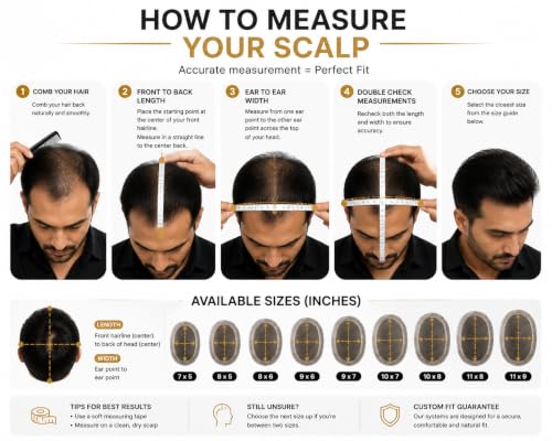 Image of EUPHORIA Original B.M.W Premium Hair Patch for Men | 100% Virgin Human Hair Toupee | Silky Soft Natural Looking Hair with PU Border | Non Surgical Hair Replacement System | Use with Clips Tape or Glue|, Black, 8x6