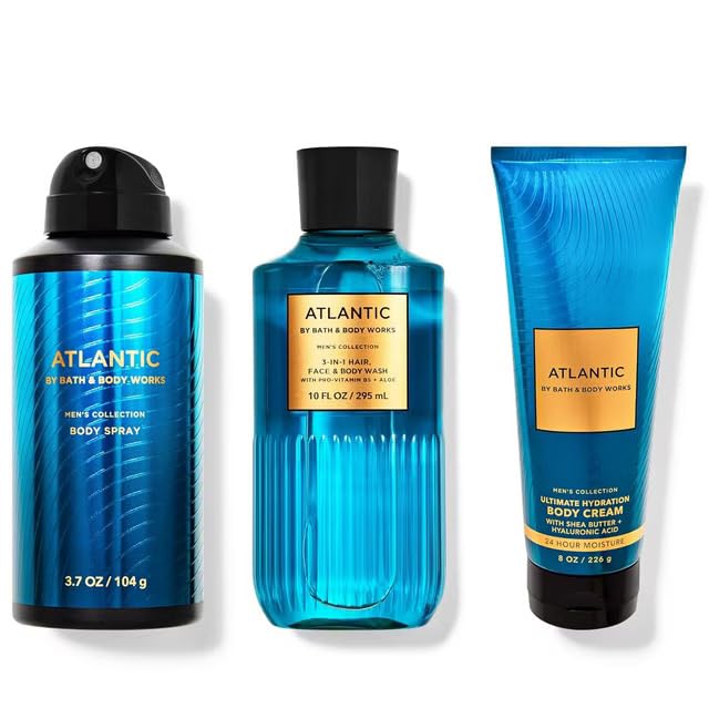 Bath & Body Atlantic Men's Gift Pack - Body Cream, Body Wash and Body Spray