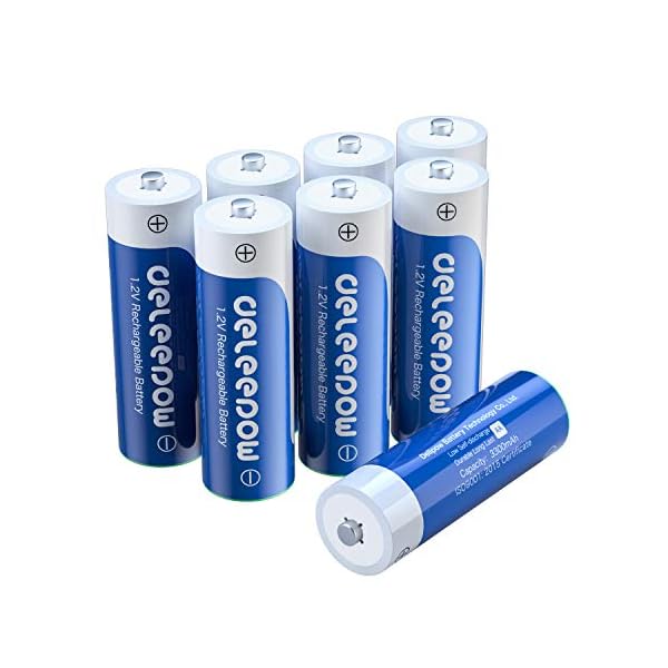 Deleepow AA Rechargeable Batteries Nimh 3300mAh 1.2V Batteries AA Size Rechargeable High Capacity 1200 Cycles 8-Pack(Only Battery)