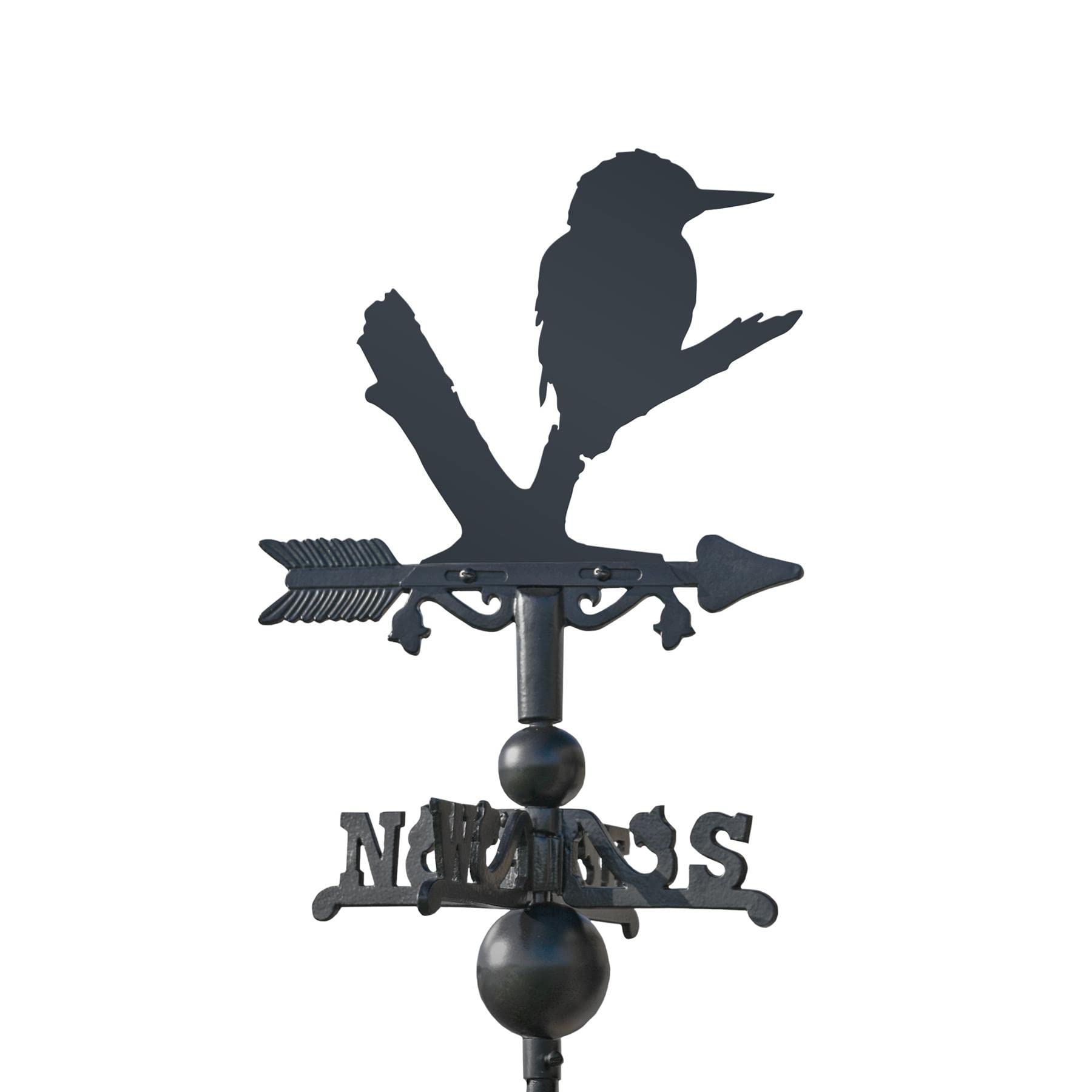 Black Cast Iron Miniature Kingfisher Weathervane - Outdoor Garden Roof Weathervane Ornament