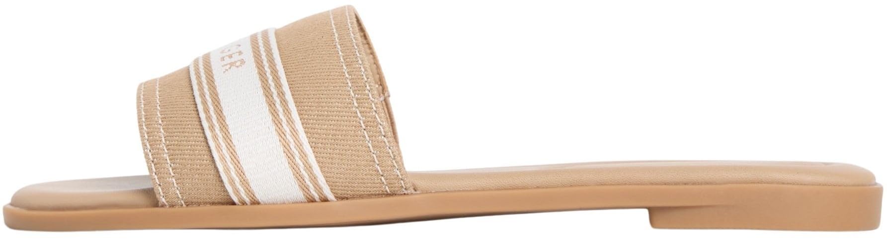 Tommy Hilfiger Women's Flat Mule Webbing FW0FW09217 Flat Sandals, KHAKI (Safari Canvas), 5