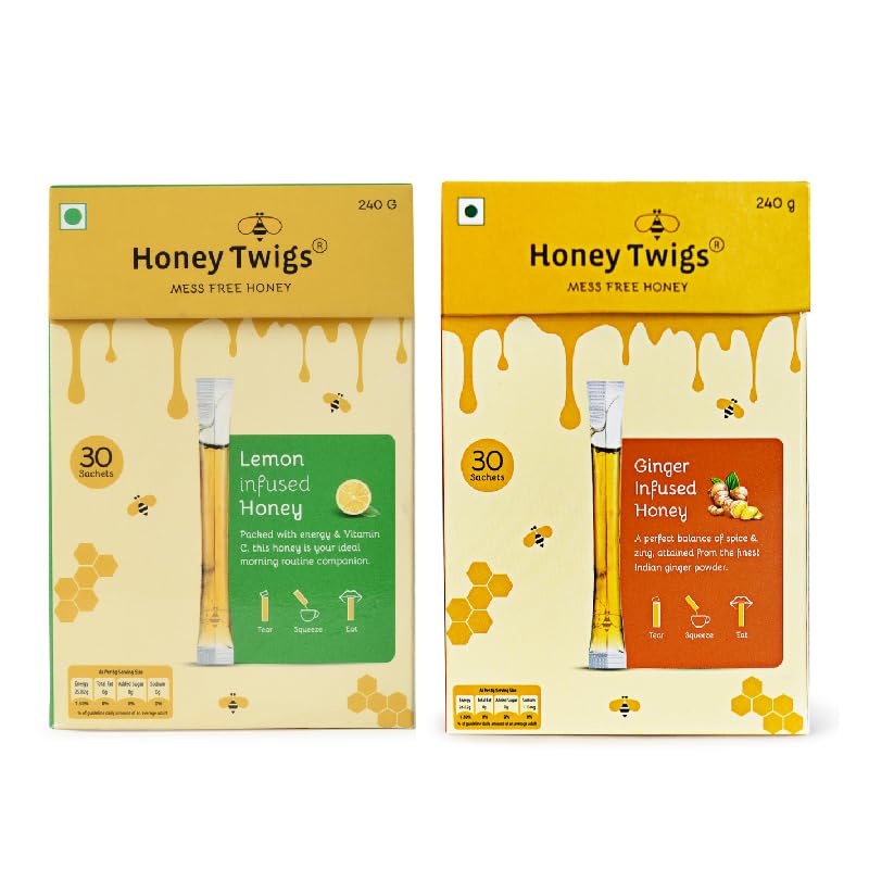 Honey Twigs Natural Honey | Ginger Honey and Lemon Honey, 480g(240g + 240g - 60 Twigs) | Infused with Natural Ingredients | Pure Honey | No Added Color | No Preservatives (B0CCW6SD5Z) Amazon Price History, Amazon Price Tracker