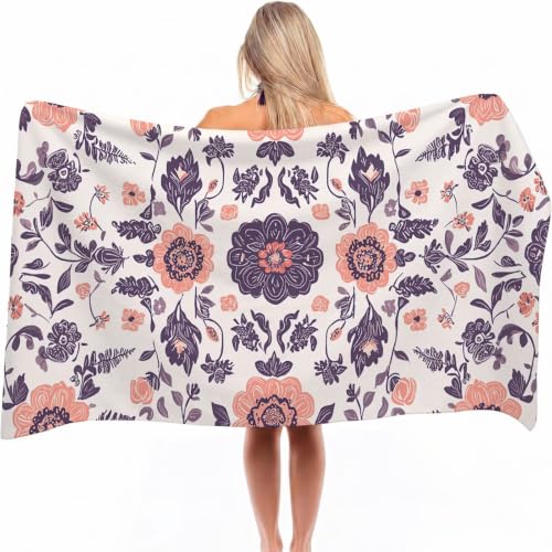 Serviette de plage microfibre 200x90 cm drap de bain fleur imprimé