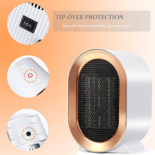 Verwarmingsventilator, 1200 W, energiebesparend, stil, 2 modi, oververhittingsbeveiliging en kantelbeveiliging, stille keramische ventilatorkachel voor kamer, badkamer, binnen (wit) - Afbeelding 4