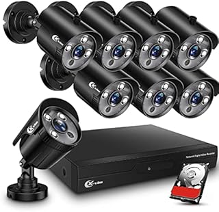 XVIM 8CH 1080P Wired Security Camera System with 1TB Hard Drive, 8pcs HD Outdoor Home Surveillance Cameras Night Vision Remote Access Motion Alert