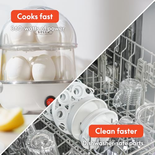 Image of BELLA Rapid Electric Egg Cooker and Omelet Maker with Auto Shut Off, for Easy to Peel, Poached Eggs, Scrambled Eggs, Soft, Medium and Hard-Boiled Eggs, 14 Egg Capacity Tray, Double Tier, White