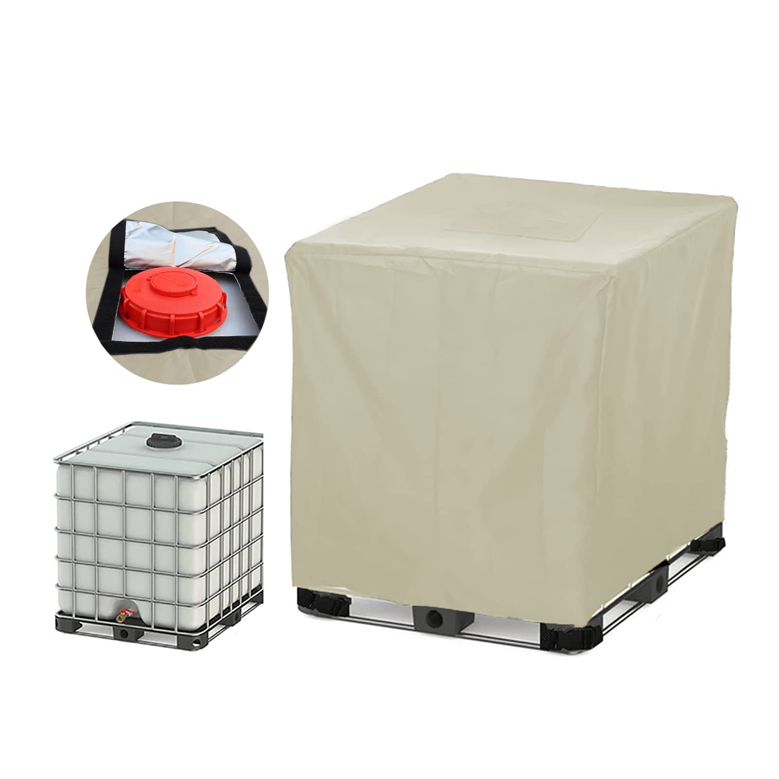 IBC - Cubierta para depósito, protector impermeable para 300L/600L/800L/1000L bronceado de agua, tela de buey 210D, tial IBC Sto Solut