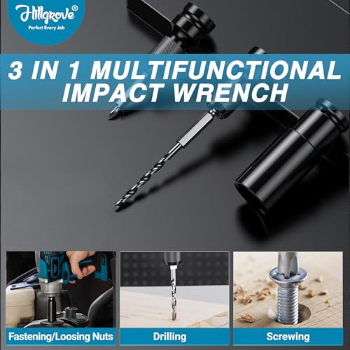 Image of Hillgrove HGCM1383M2 300Nm Electric Nut Bolt Open Wrench Machine Gun Cordless Impact Wrenches Battery