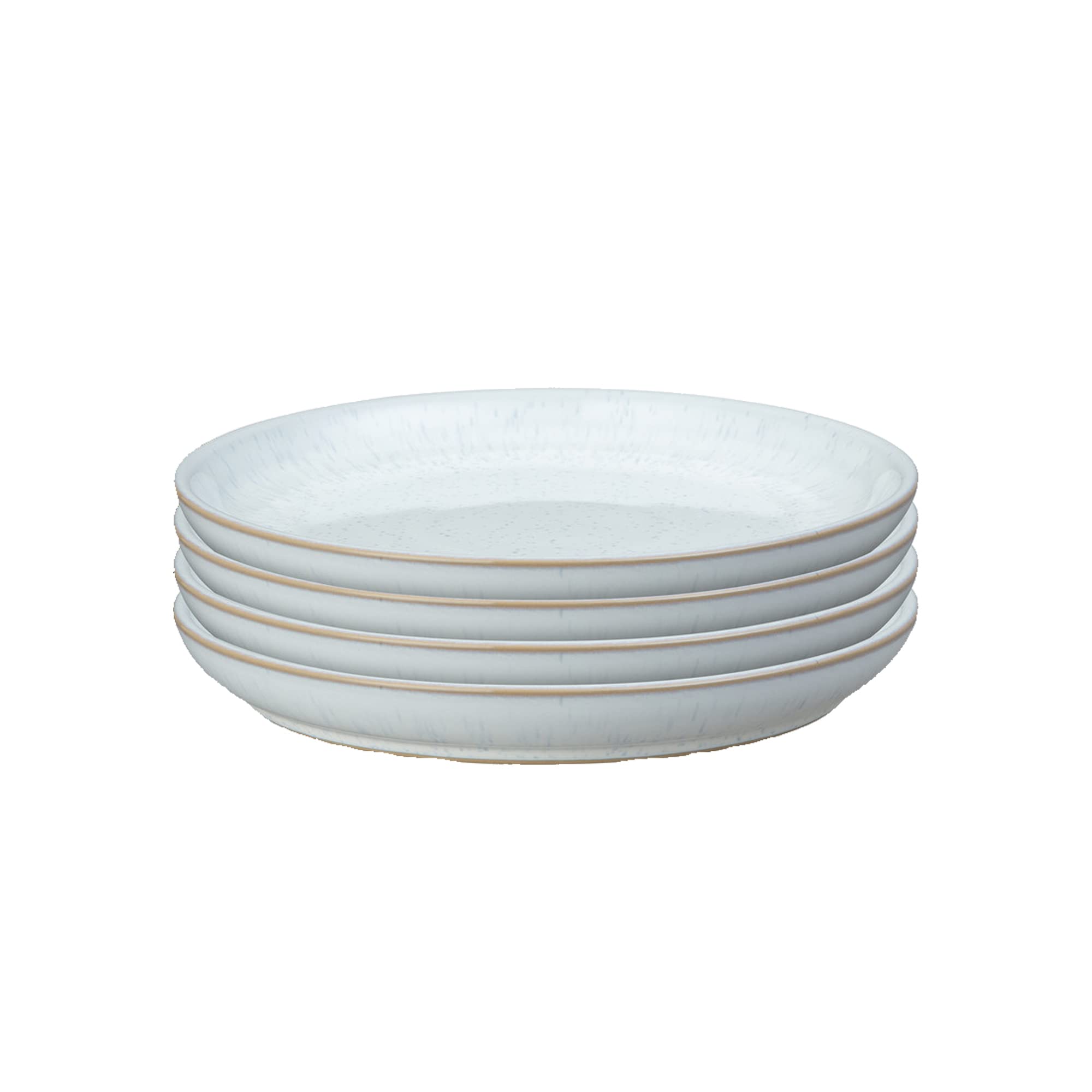 Denby White Speckle Medium Plates Set of White, Neutral Patterned,  Dishwasher and Microwave Safe Crockery 21cm Glazed Ceramic Stoneware