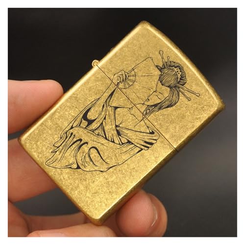 Encendedor de metal reutilizable de cobre dorado y resistente al viento 5