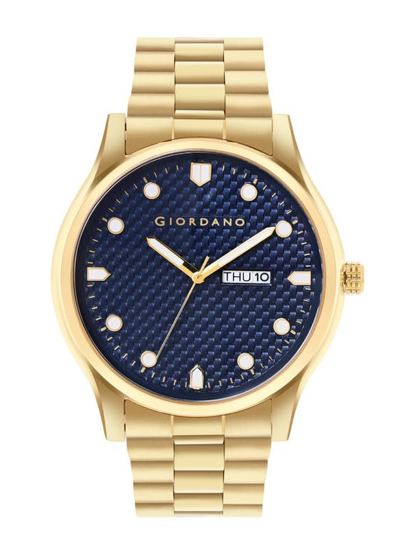 Image of Giordano Analog Watch for Men with Two-Tone Stainless Steel Strap & Textured Dial, Day-Date Display, Elegant Casual Style