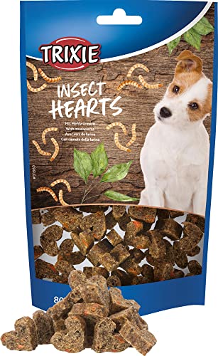 TRIXIE Hundeleckerli Insekten Snack Hearts mit Mehlwürmern – 80 g