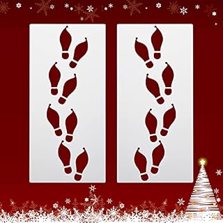 2pcs Christmas Elf Footprint Stencil,Elf Christmas Foot Print Stencil Decoration,Elf Mini Footprint Stencils Naughty Elf,Reusable Plastic Elf Foot Print Stencil Holiday Xmas Decorations DIY Craft
