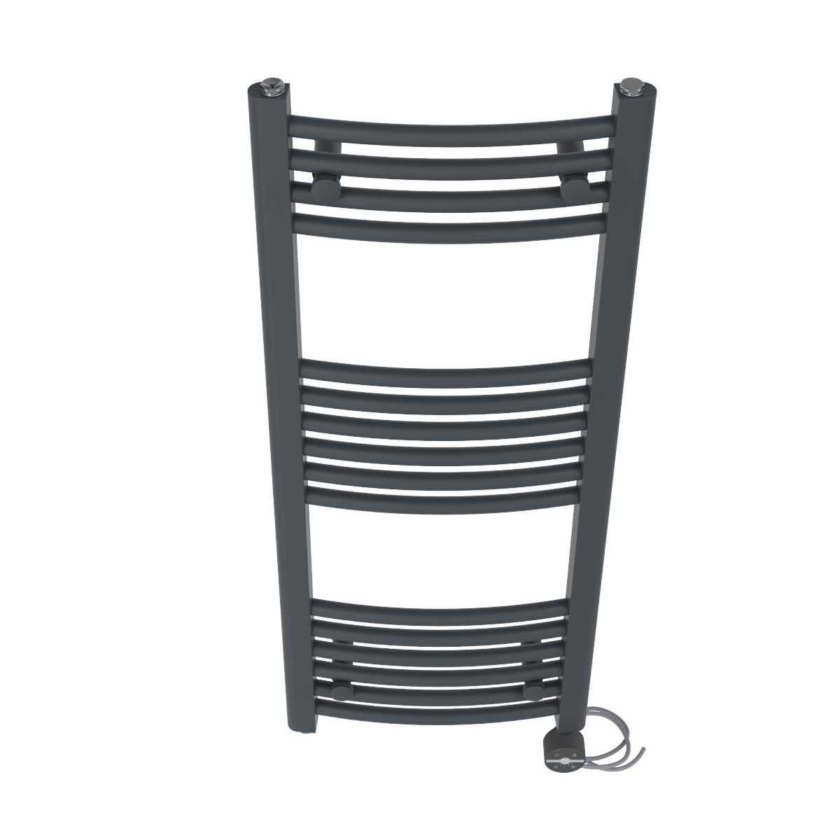 NRG Prefilled Curved Electric Heated Towel Rail Radiator Anthracite Thermostatic Bathroom Warmer with Touch Screen Display 1000x400mm - 400W