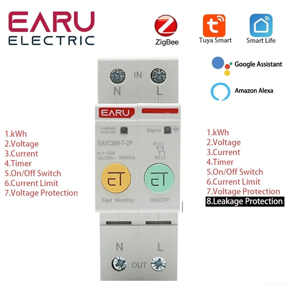 Para zigbee medidor de electricidad, fusible automático 2P 63 A para zigbee