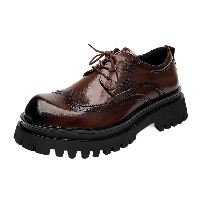 Men's Oxford Leather Shoes, Classic Leather Platform Derby Shoes