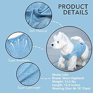 KYEESE Dog Shirt Soft Breathable Dog T Shirt with Reflective Strip Safety for Night Walking Tank Top Vest Lightweight Cat Shirt