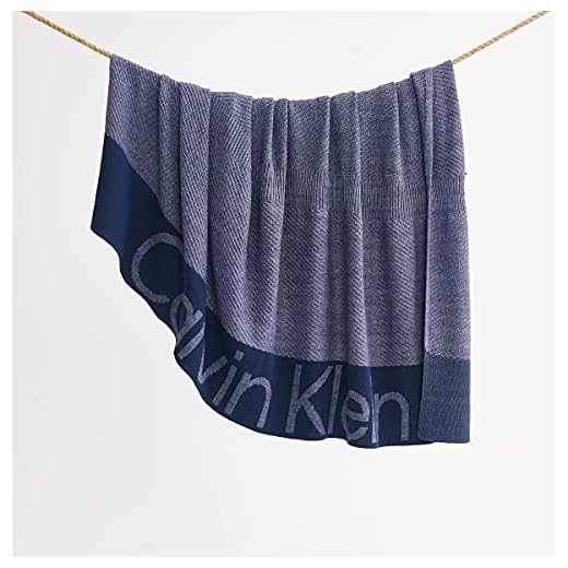 Calvin Klein Home Chevron Knit Throw, 40x60 inch, Indigo