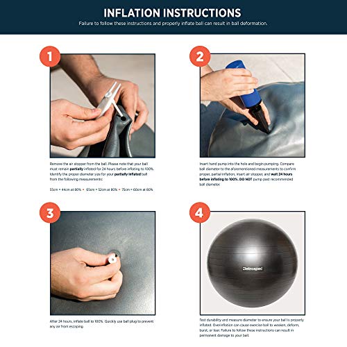Retrospec Luna Exercise Ball, Base & Pump With Anti-Burst Material, Perfect For Balance, Stability, Yoga & Pilates #TOP5