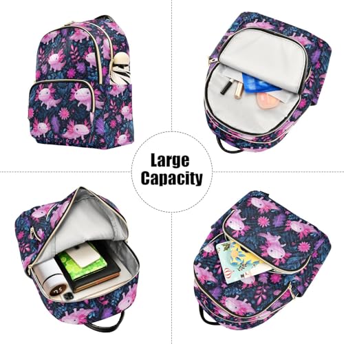 Image of ALAZA Cute Axolotl Animal Women Backpack Purse Ladies Fashion Shoulder Bag Daypack Travel Bag 10L