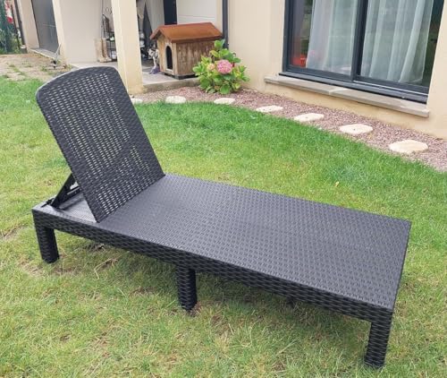 sinlikon Bain de Soleil Pliant,Chaise Longue Pliable Exterieur,Positions reglables,Durable et Facile a Nettoyer (Bain de Soleil)