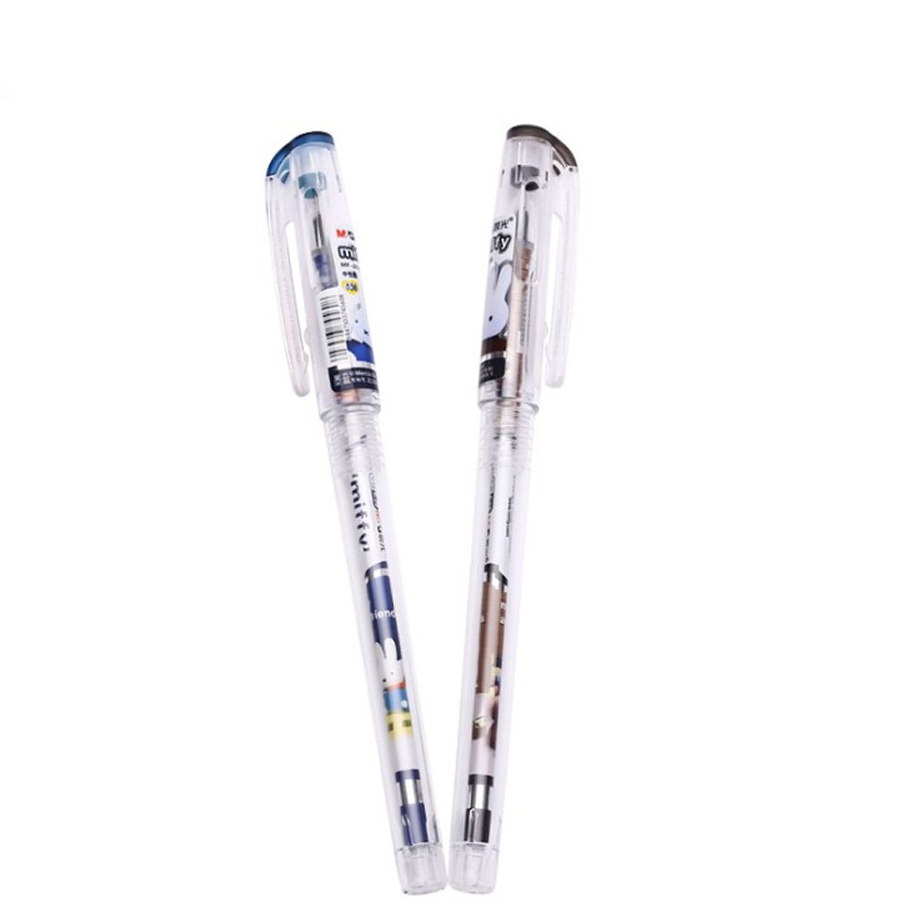 M&G Korean Style Miffy Gel Pen, Fine Point (0.38mm), Refillable, Black & Blue Ink, Pack of 2