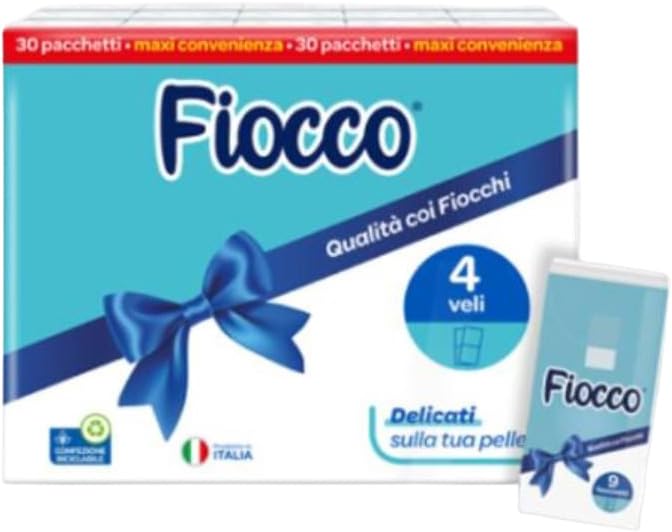 Fiocco, Fazzoletti ecologici 4 veli, 30 pacchetti